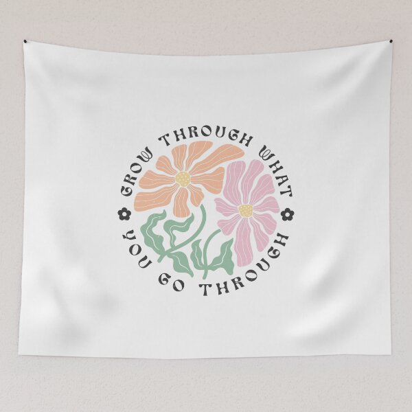 Item preview, Grow Through What You Go Through, Boho Floral Quote,  positive slogan, Christmas quote, Happy new year, new beginning, lets forget the past, lets look to the future designed and sold by chipmuckdesignn.