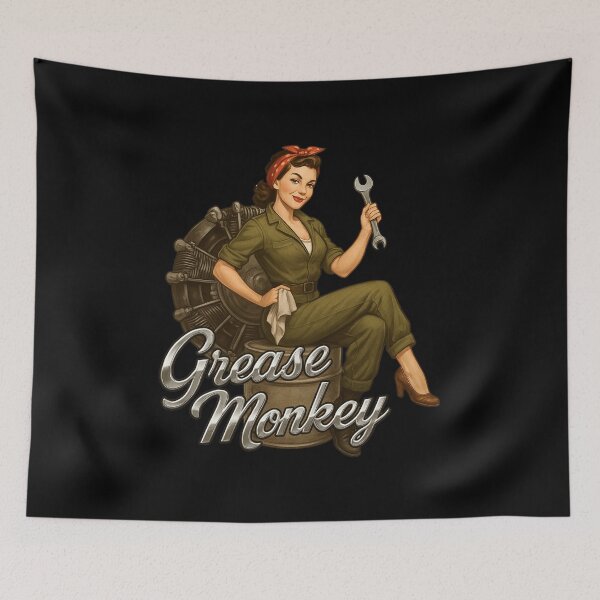 Item preview, Grease Monkey - Vintage Pin-Up Nose Art designed and sold by getpressedshirt.