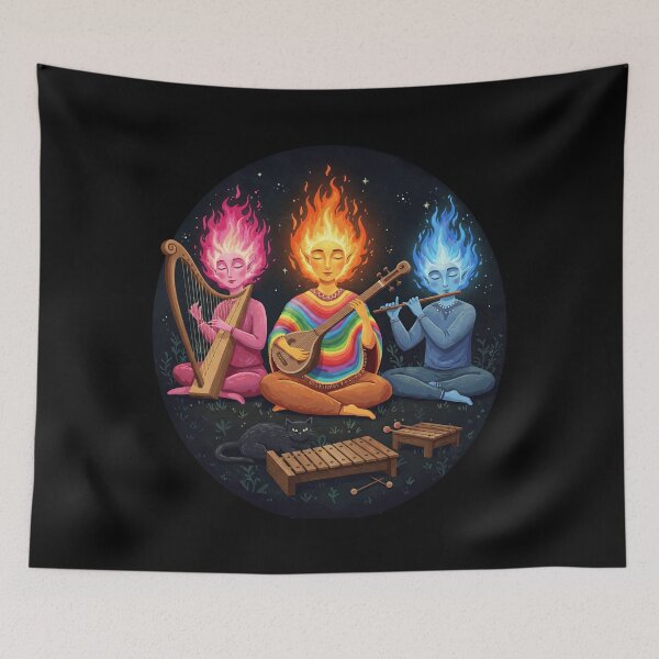 Item preview,  Mystical Fire Head Musicians Playing Zen Music  designed and sold by TeeARTHY.