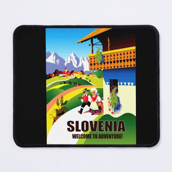Item preview, Vibrant Slovenia Travel Poster | Mid-Century Style Art | Traditional Landscape & Culture | Adventure Awaits in Slovenia designed and sold by artofuniverse.