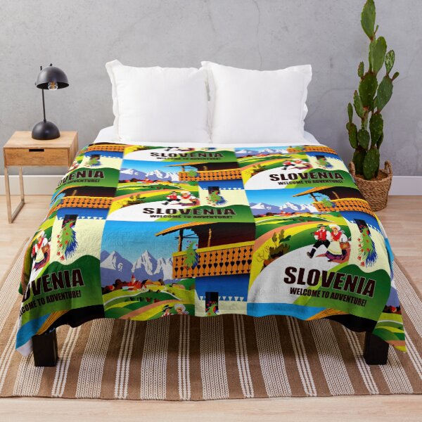 Item preview, Vibrant Slovenia Travel Poster | Mid-Century Style Art | Traditional Landscape & Culture | Adventure Awaits in Slovenia designed and sold by artofuniverse.