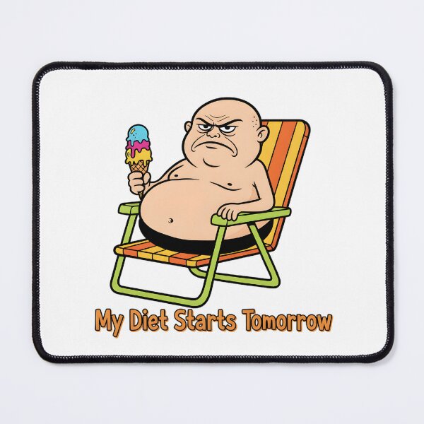Item preview, Retro Grumpy Cartoon Man T-Shirt: My Diet Starts Tomorrow - Vintage 70s cartoon ziggy Style designed and sold by lamiarte.
