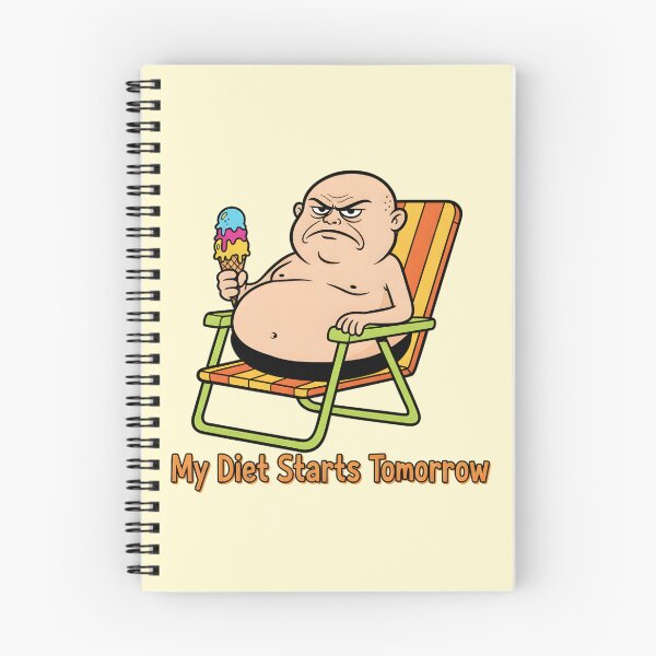 Item preview, Retro Grumpy Cartoon Man T-Shirt: My Diet Starts Tomorrow - Vintage 70s cartoon ziggy Style designed and sold by lamiarte.