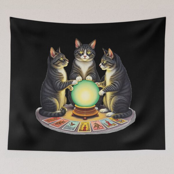 Item preview, Three Witchy Cats Reading Fortune Crystal Ball designed and sold by TeeARTHY.