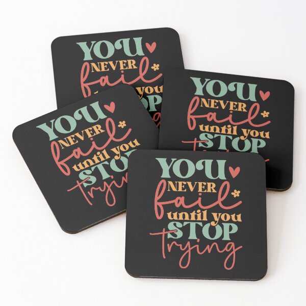 Item preview, you never fail until you stop trying, positive slogan, Christmas quote, Happy new year, new beginning, lets forget the past, lets look to the future designed and sold by chipmuckdesignn.