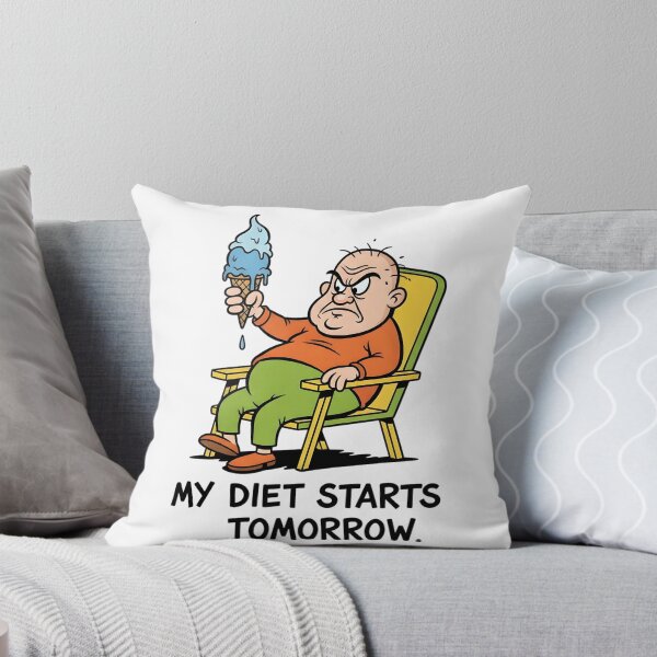 Item preview, Retro Grumpy Cartoon Man T-Shirt: My Diet Starts Tomorrow - Vintage 70s cartoon ziggy Style designed and sold by lamiarte.