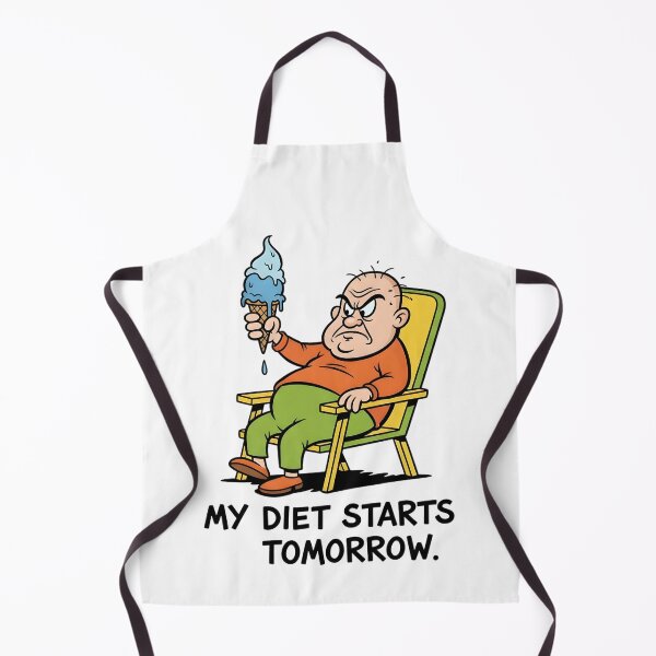 Item preview, Retro Grumpy Cartoon Man T-Shirt: My Diet Starts Tomorrow - Vintage 70s cartoon ziggy Style designed and sold by lamiarte.