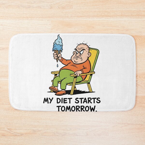 Item preview, Retro Grumpy Cartoon Man T-Shirt: My Diet Starts Tomorrow - Vintage 70s cartoon ziggy Style designed and sold by lamiarte.