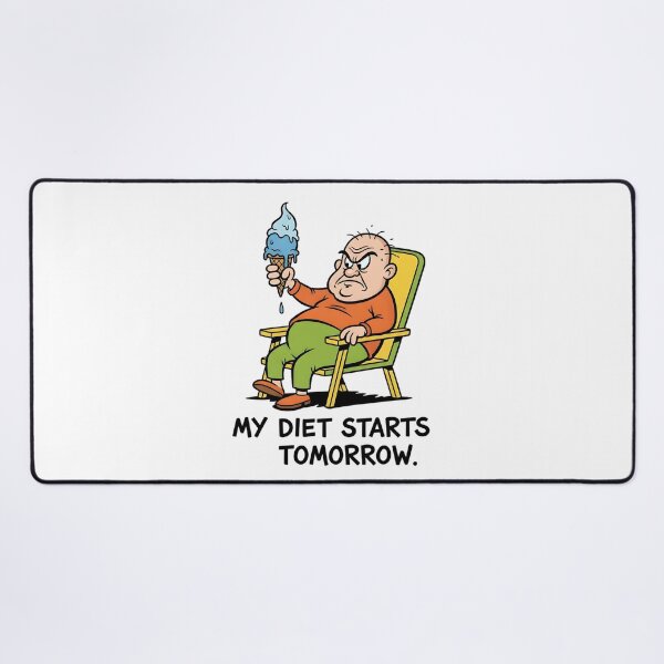Item preview, Retro Grumpy Cartoon Man T-Shirt: My Diet Starts Tomorrow - Vintage 70s cartoon ziggy Style designed and sold by lamiarte.
