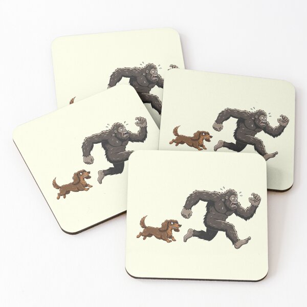 Item preview, Funny Long Haired Dachshund Bigfoot Chasing Boys Girls Kids designed and sold by FurryHavenPH.