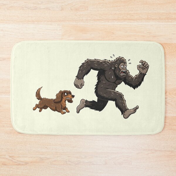 Item preview, Funny Long Haired Dachshund Bigfoot Chasing Boys Girls Kids designed and sold by FurryHavenPH.