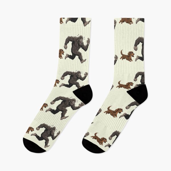 Item preview, Funny Long Haired Dachshund Bigfoot Chasing Boys Girls Kids designed and sold by FurryHavenPH.