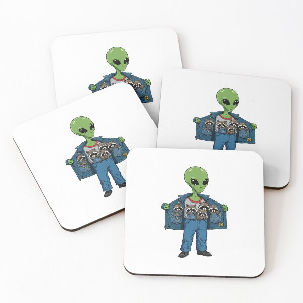 Item preview, Cool Alien Wearing Raccoon Friends Denim Jacket designed and sold by TeeARTHY.