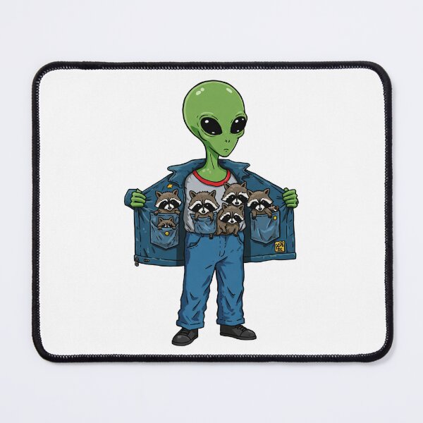 Item preview, Cool Alien Wearing Raccoon Friends Denim Jacket designed and sold by TeeARTHY.