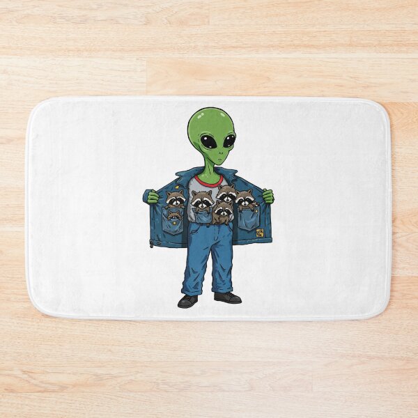 Item preview, Cool Alien Wearing Raccoon Friends Denim Jacket designed and sold by TeeARTHY.