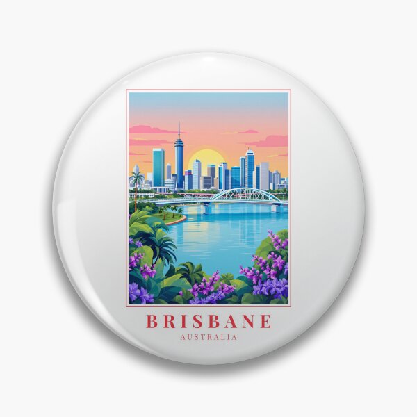 Item preview, Brisbane Australia Illustration – Story Bridge, Botanic Gardens & Riverfront Cityscape designed and sold by MapMyMiles.