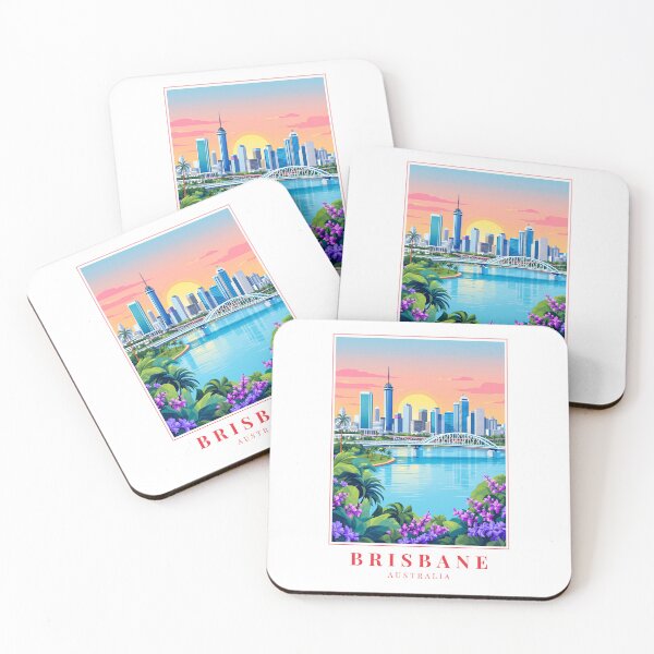 Item preview, Brisbane Australia Illustration – Story Bridge, Botanic Gardens & Riverfront Cityscape designed and sold by MapMyMiles.