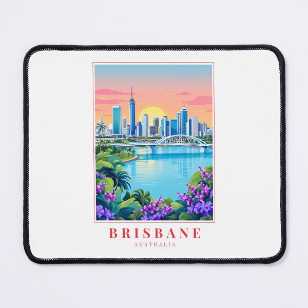 Item preview, Brisbane Australia Illustration – Story Bridge, Botanic Gardens & Riverfront Cityscape designed and sold by MapMyMiles.