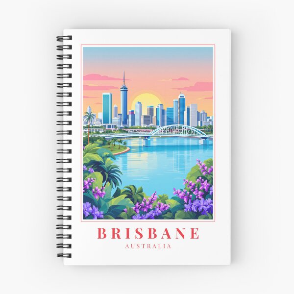 Item preview, Brisbane Australia Illustration – Story Bridge, Botanic Gardens & Riverfront Cityscape designed and sold by MapMyMiles.