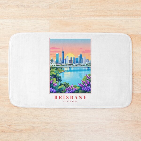 Item preview, Brisbane Australia Illustration – Story Bridge, Botanic Gardens & Riverfront Cityscape designed and sold by MapMyMiles.