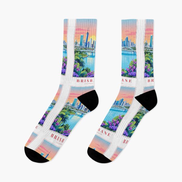 Item preview, Brisbane Australia Illustration – Story Bridge, Botanic Gardens & Riverfront Cityscape designed and sold by MapMyMiles.