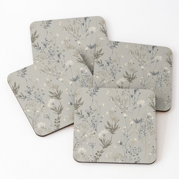 Item preview, Gray Linen Wildflower Pattern – Cream Botanical Modern Farmhouse Design designed and sold by Esterlane.
