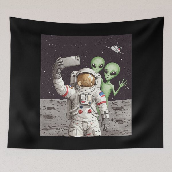 Item preview, Astronaut Selfie on Moon with Funny Aliens designed and sold by TeeARTHY.