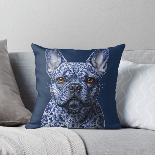 Item preview, French Bulldog design,Chinoiserie Delft Blue Frenchie Art  designed and sold by Pjotre7.