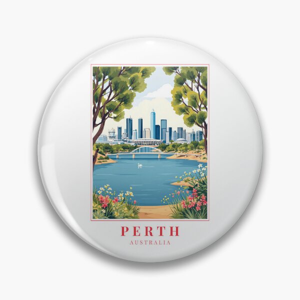 Item preview, Perth Australia Illustration – Swan River, City Skyline & Coastal Wilderness designed and sold by MapMyMiles.