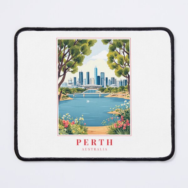 Item preview, Perth Australia Illustration – Swan River, City Skyline & Coastal Wilderness designed and sold by MapMyMiles.