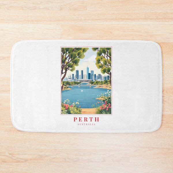 Item preview, Perth Australia Illustration – Swan River, City Skyline & Coastal Wilderness designed and sold by MapMyMiles.