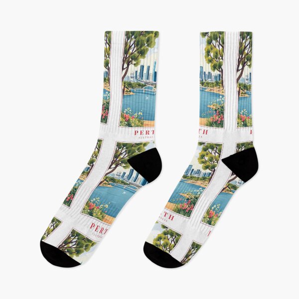 Item preview, Perth Australia Illustration – Swan River, City Skyline & Coastal Wilderness designed and sold by MapMyMiles.