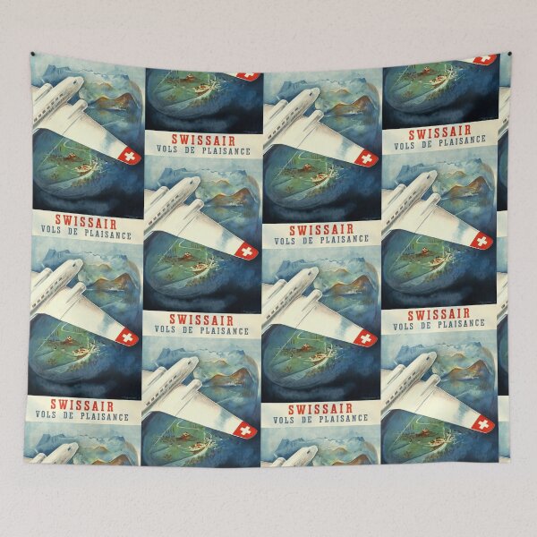 Item preview, Vintage Swissair Poster | 1938 Art Deco Airplane Print | Swiss Village & Mountain Scenery | Aviation Travel Wall Art designed and sold by artofuniverse.