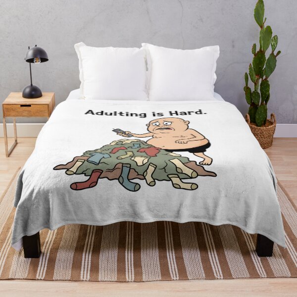 Item preview, Adulting Is Hard T-Shirt: Funny Grumpy Cartoon Man Laundry Day - Retro 80s Comic Style designed and sold by lamiarte.