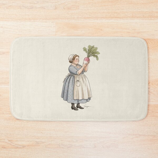 Item preview, Blue-Dressed Gardener with Freshly Picked Turnip designed and sold by Pasteltone.