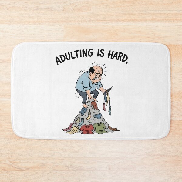 Item preview, Adulting Is Hard T-Shirt: Funny Grumpy Cartoon Man Laundry Day - Retro 80s Comic Style designed and sold by lamiarte.