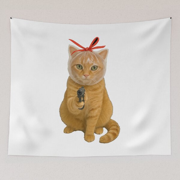 Item preview, Orange Cat Sitting with Toy Water Squirt Gun designed and sold by TeeARTHY.