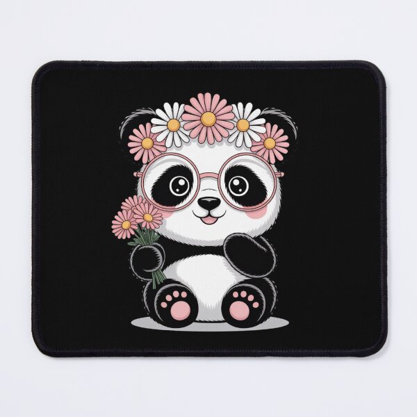 Item preview, Panda Flower Power Cute Kawaii Chibi Panda with Daisies designed and sold by ColorSplash123.