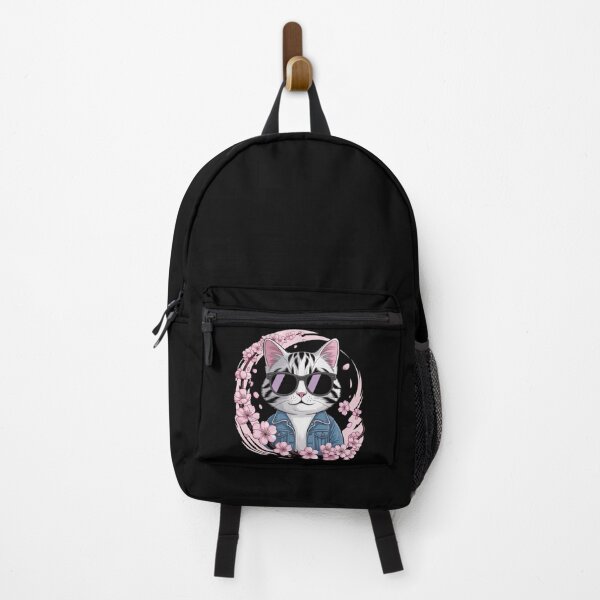 Item preview, Cool Cat with Cherry Blossoms Kawaii Chibi Cat Spring Aesthetic designed and sold by ColorSplash123.