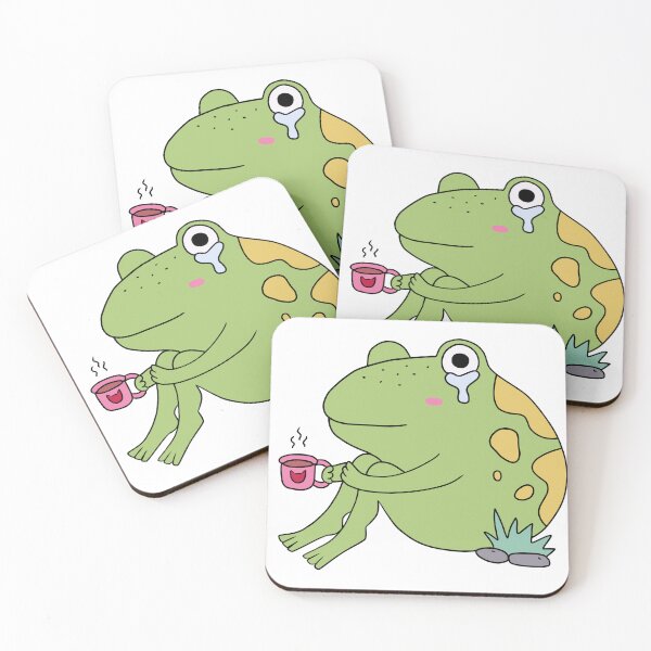 Item preview, Sad Frog with Coffee Cup designed and sold by YumeKurenai.