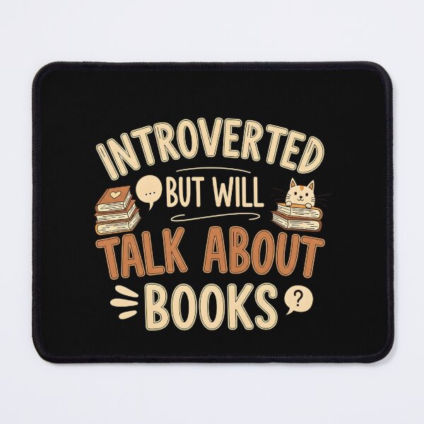 Item preview, Introverted But Will Talk About Books | Funny Bookworm Cat Lover designed and sold by VinsendDraconi.