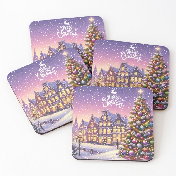 Item preview, Christmas City Scene – Cozy Winter Town Illustration with Christmas Trees and Lights designed and sold by Sugar Wisdom .