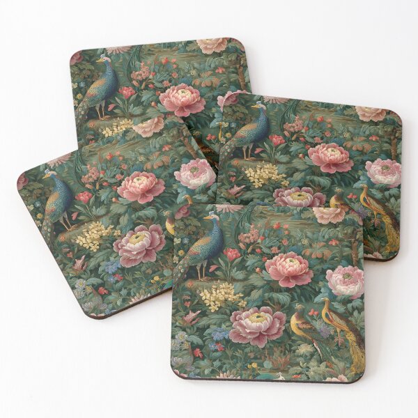 Item preview, Peacocks in medieval tapestry garden designed and sold by SophieClimaArt.