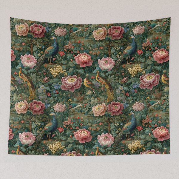 Item preview, Peacocks in medieval tapestry garden designed and sold by SophieClimaArt.