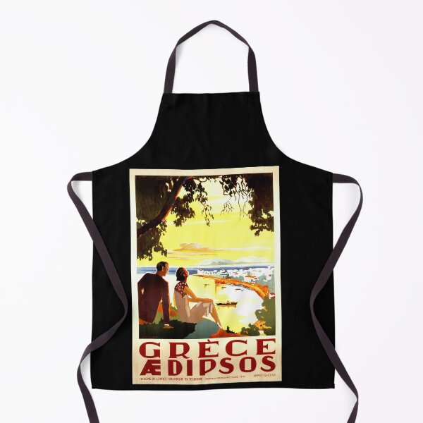 Item preview, Vintage Art Deco Greece Travel Poster | Ædipsos Coastal Scene | 20th Century Retro Wall Art & Home Decor | Exotic Getaway designed and sold by artofuniverse.
