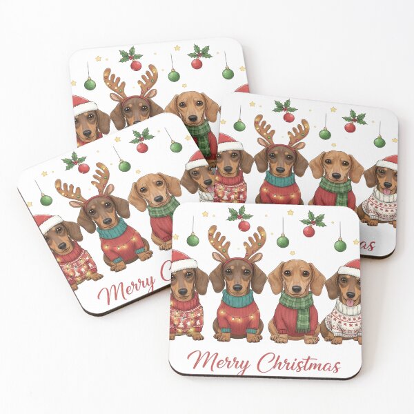 Item preview, Christmas Sausage Dog Print designed and sold by backstitchtees.