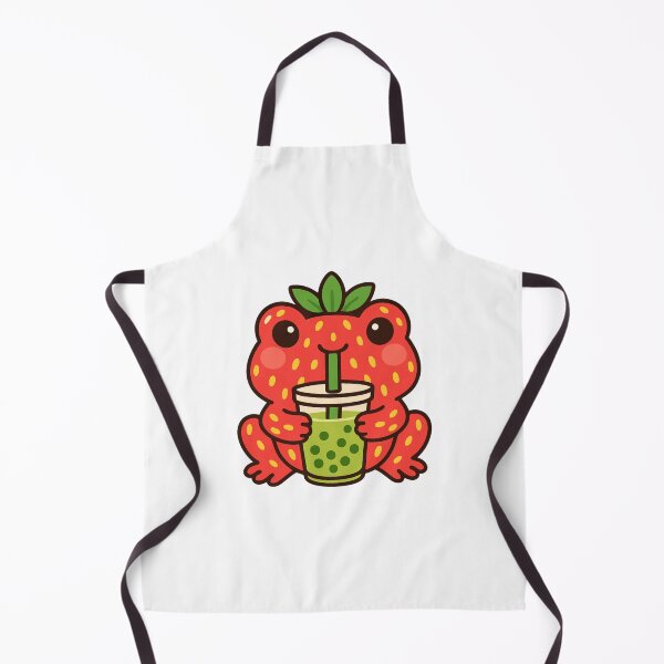 Item preview, Strawberry forest frog drinking bubble tea designed and sold by BritishDelights.