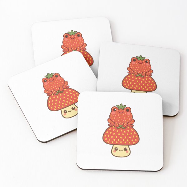 Item preview, Strawberry forest frog sat on a strawberry mushroom designed and sold by BritishDelights.