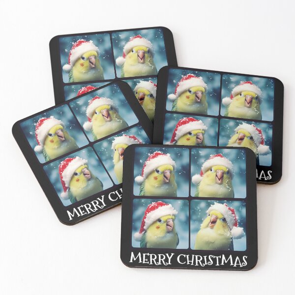 Item preview, Funny Merry Christmas Budgie – Cute Budgerigar in Santa Hat designed and sold by RockFireMerch.