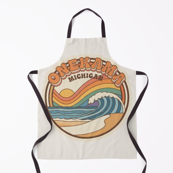 Item preview, Onekama, Michigan Retro Wave designed and sold by TheOldMittenIllustrated.
